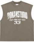 PRE-ORDER RACING SLEEVELESS T-SHIRT WASHED OLIVE