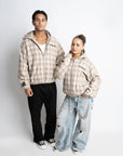PRE-ORDER PLAID HOODIE JACKET OLIVE KHAKI