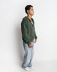 RONANSTUDIO BOUND ZIP HOODIE VINTAGE GREEN