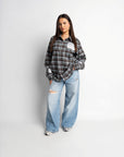 LABEL FLANNEL BLUE X BLACK