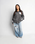 LABEL FLANNEL BLUE X BLACK