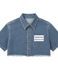 DENIM LABEL CROPPED SHIRT (V)
