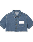 DENIM LABEL CROPPED SHIRT (V)