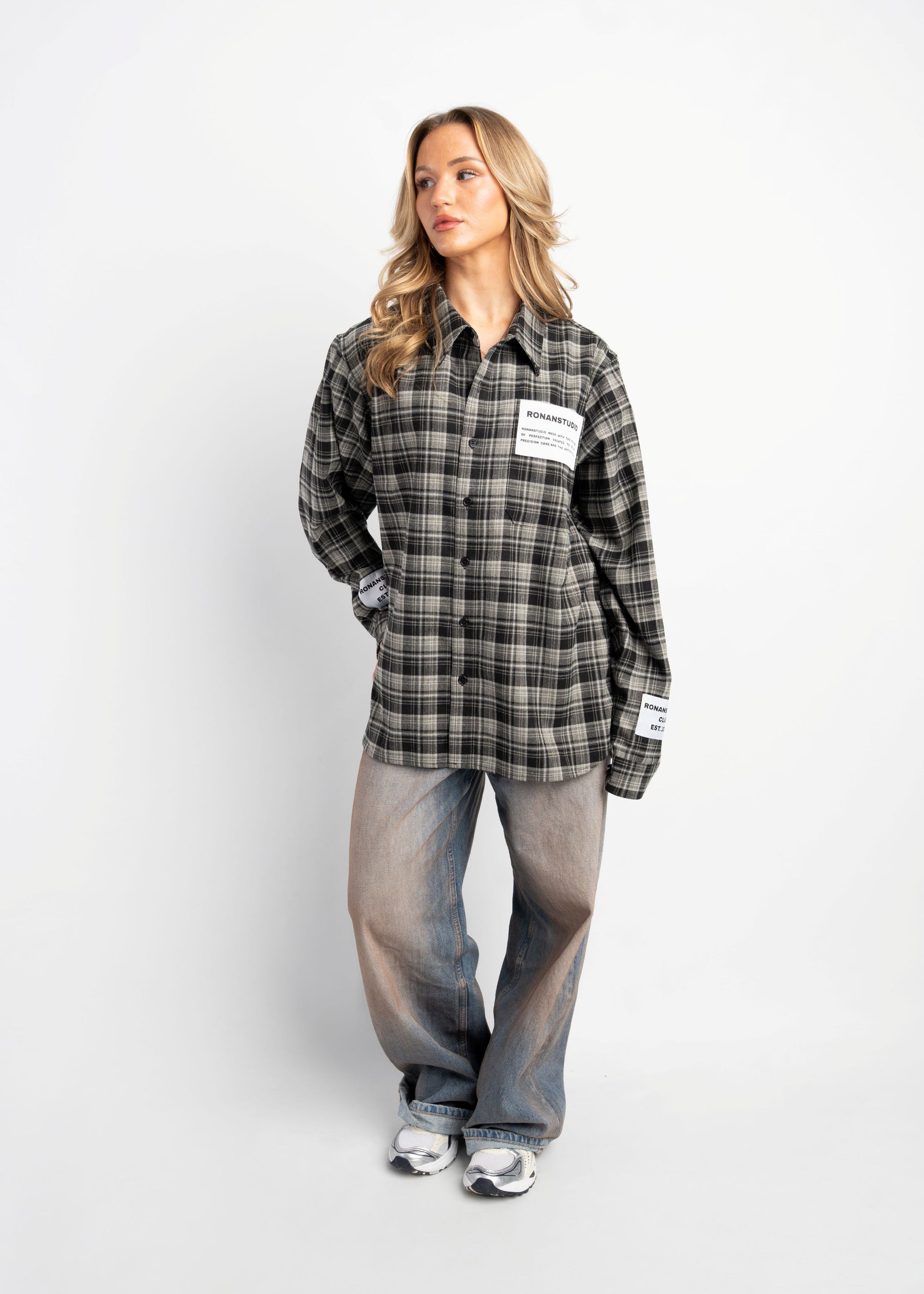 LABEL FLANNEL BLACK X GREY