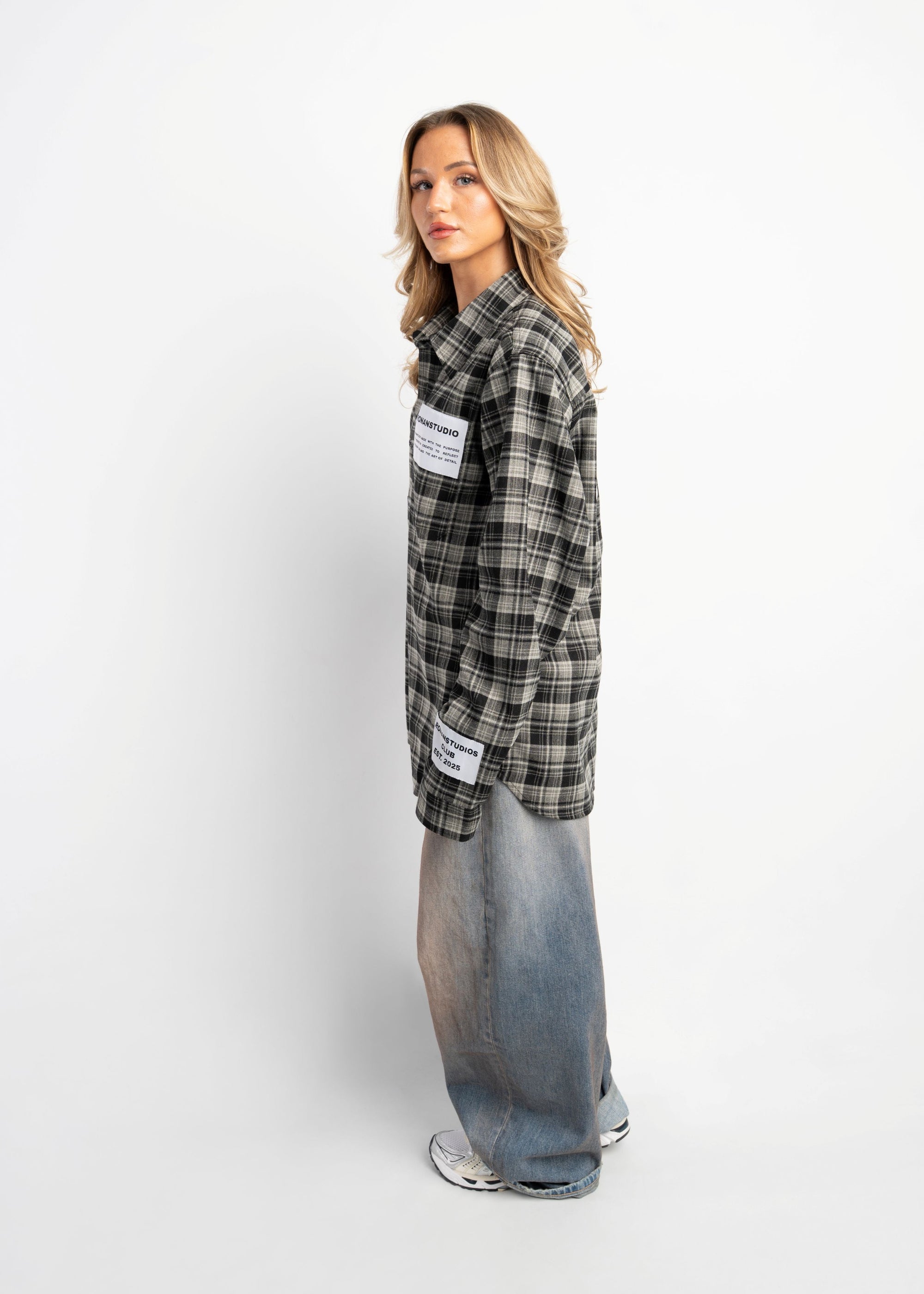 LABEL FLANNEL BLACK X GREY