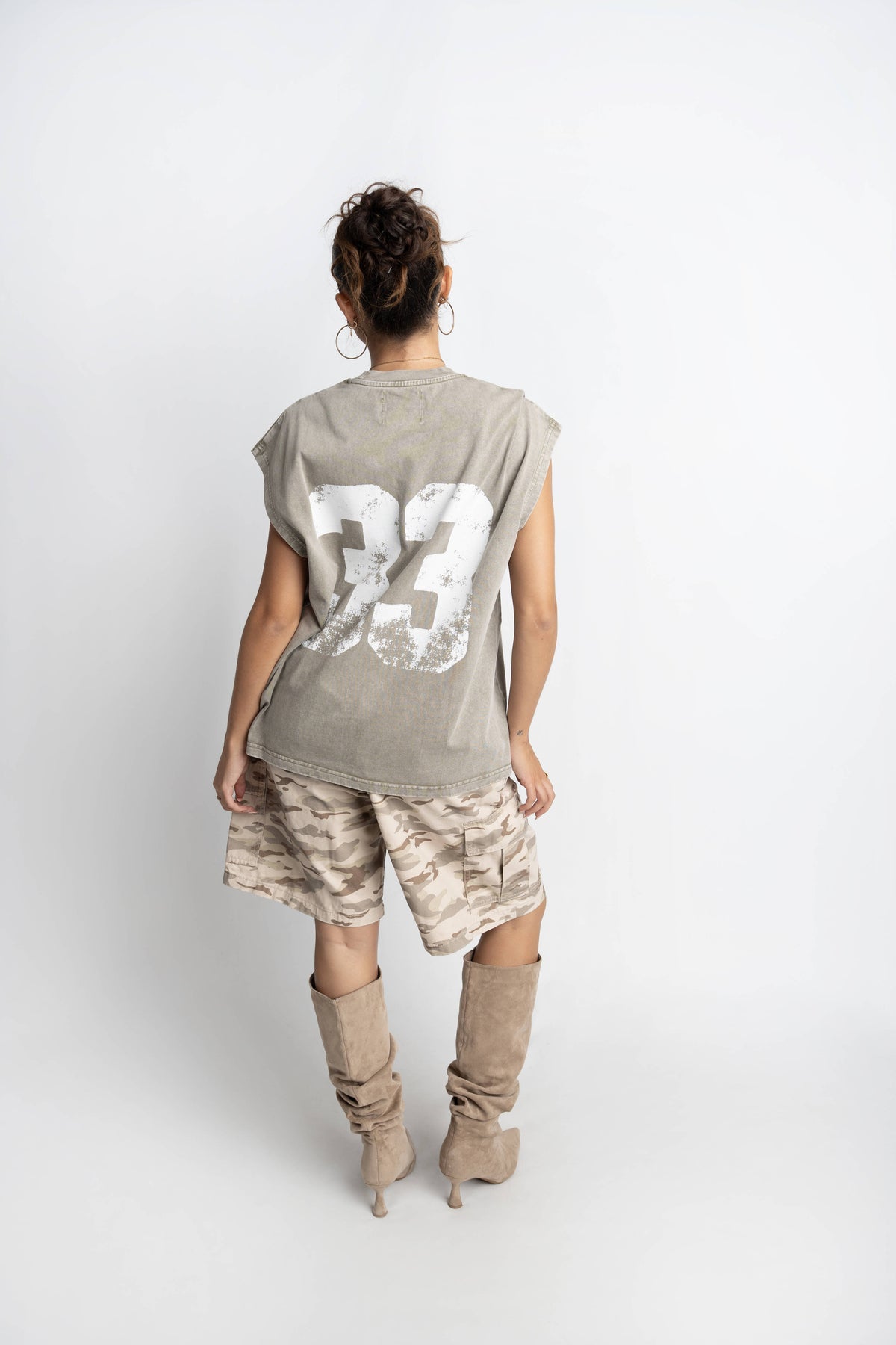 RACING SLEEVELESS T-SHIRT WASHED OLIVE