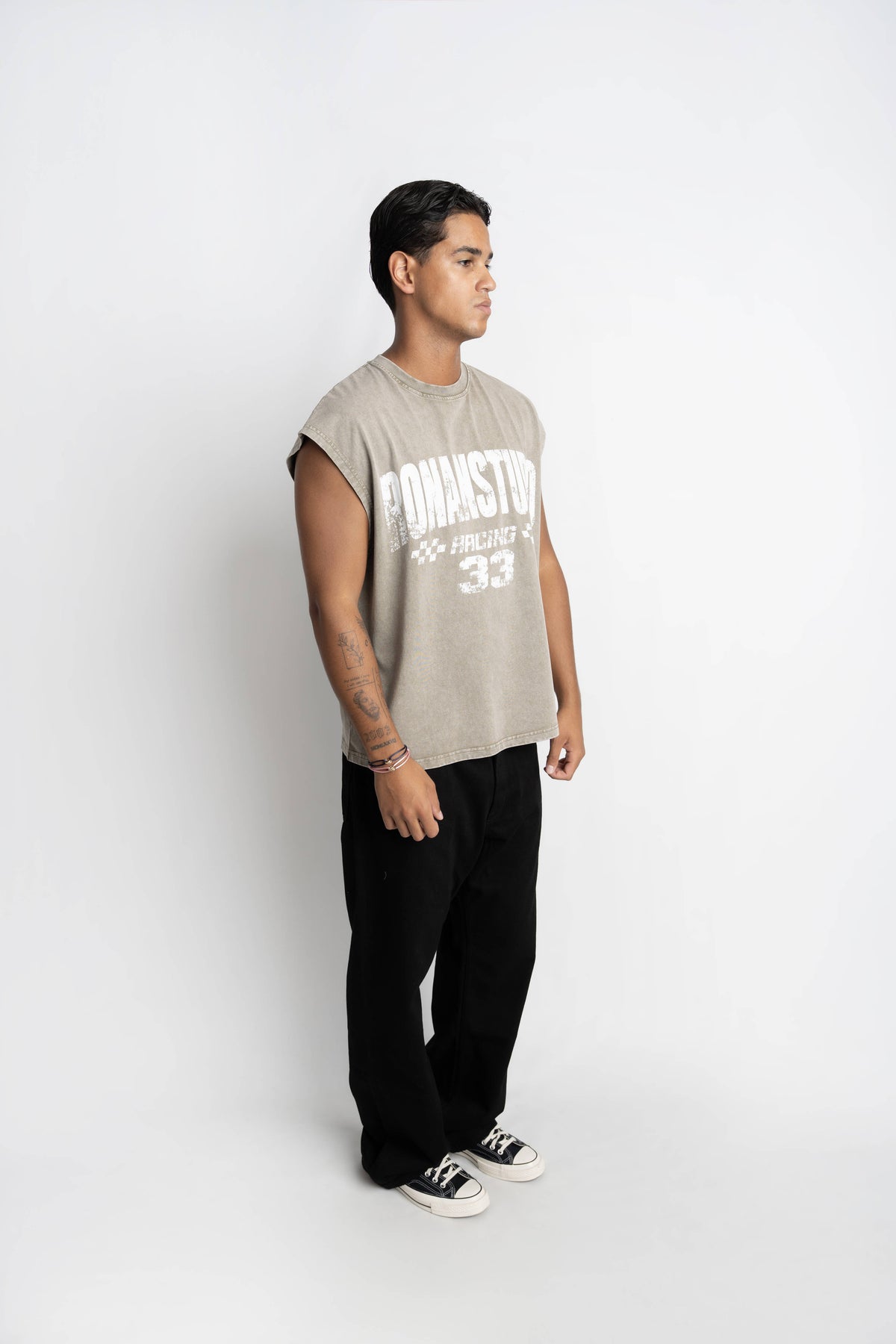 RACING SLEEVELESS T-SHIRT WASHED OLIVE