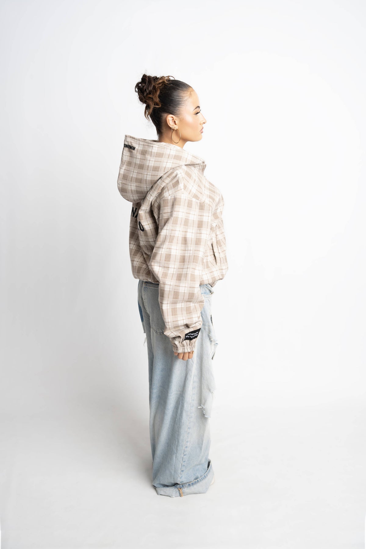 PRE-ORDER PLAID HOODIE JACKET OLIVE KHAKI