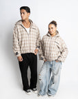 PRE-ORDER PLAID HOODIE JACKET OLIVE KHAKI