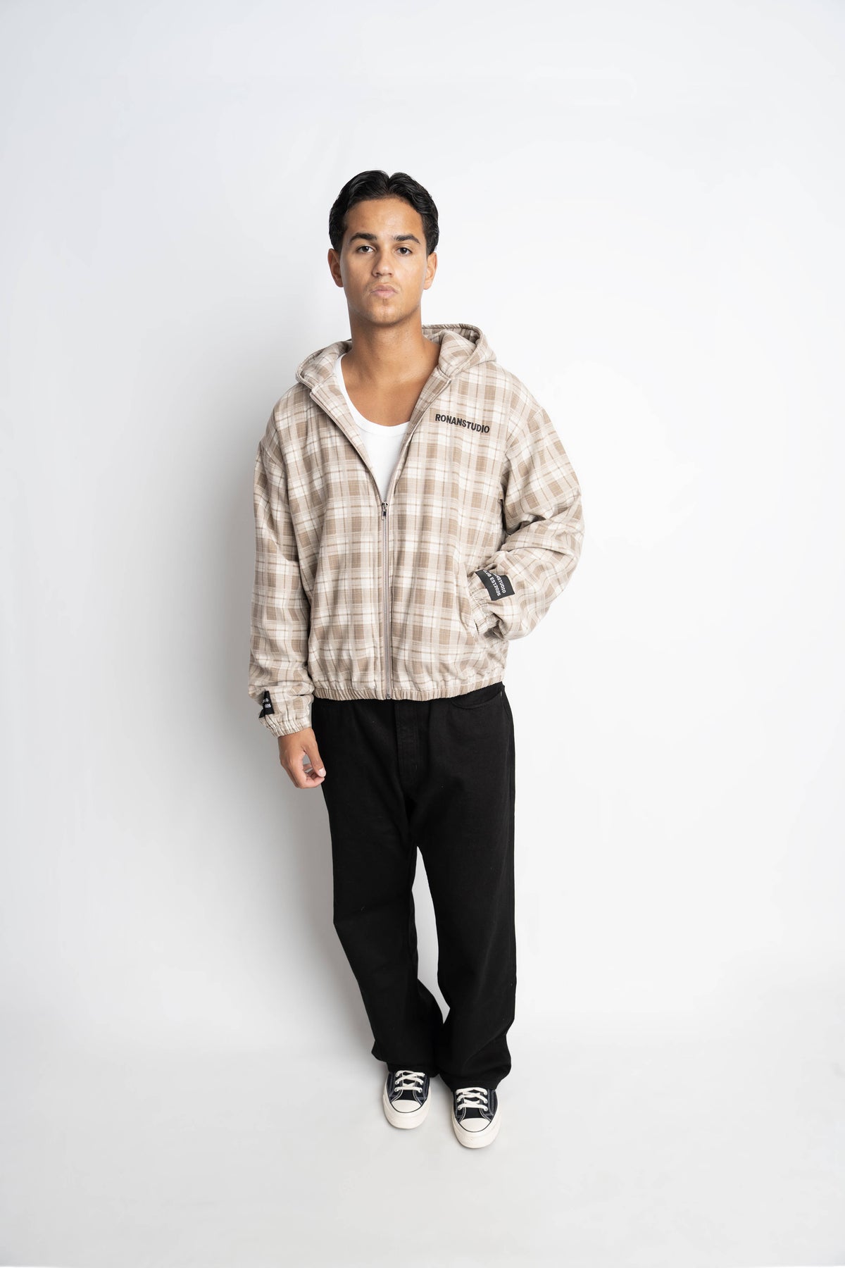 PRE-ORDER PLAID HOODIE JACKET OLIVE KHAKI