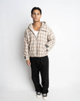 PRE-ORDER PLAID HOODIE JACKET OLIVE KHAKI