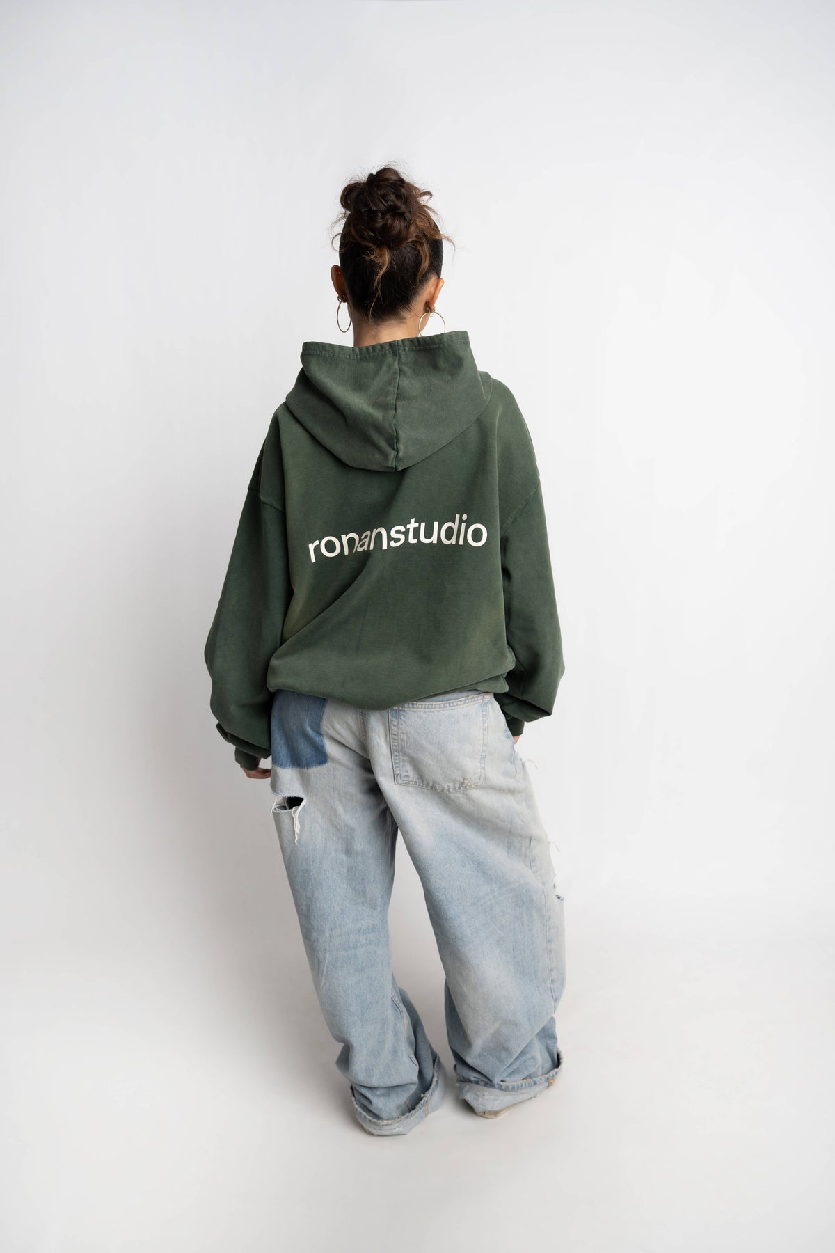 RONANSTUDIO BOUND ZIP HOODIE VINTAGE GREEN
