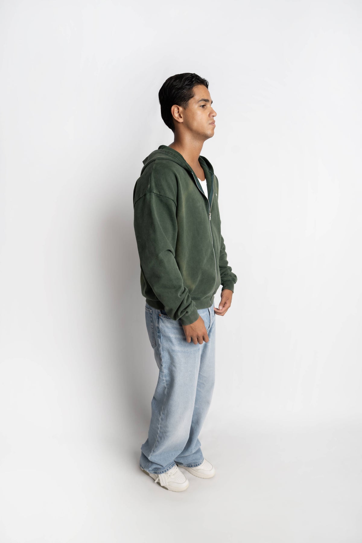 RONANSTUDIO BOUND ZIP HOODIE VINTAGE GREEN