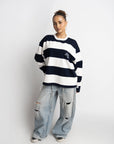 PRE-ORDER STRIPE LONGSLEEVE NAVY X WHITE