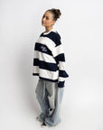 PRE-ORDER STRIPE LONGSLEEVE NAVY X WHITE