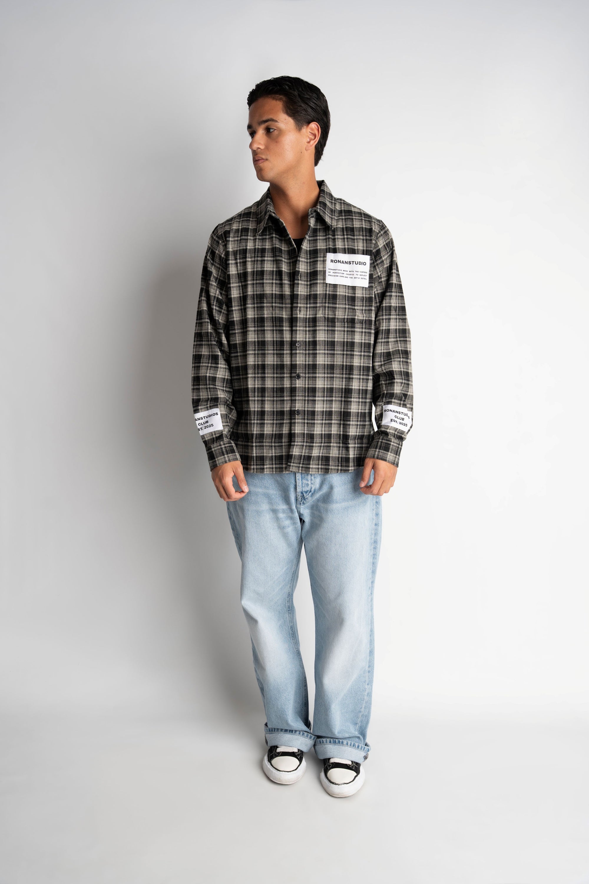 LABEL FLANNEL BLACK X GREY