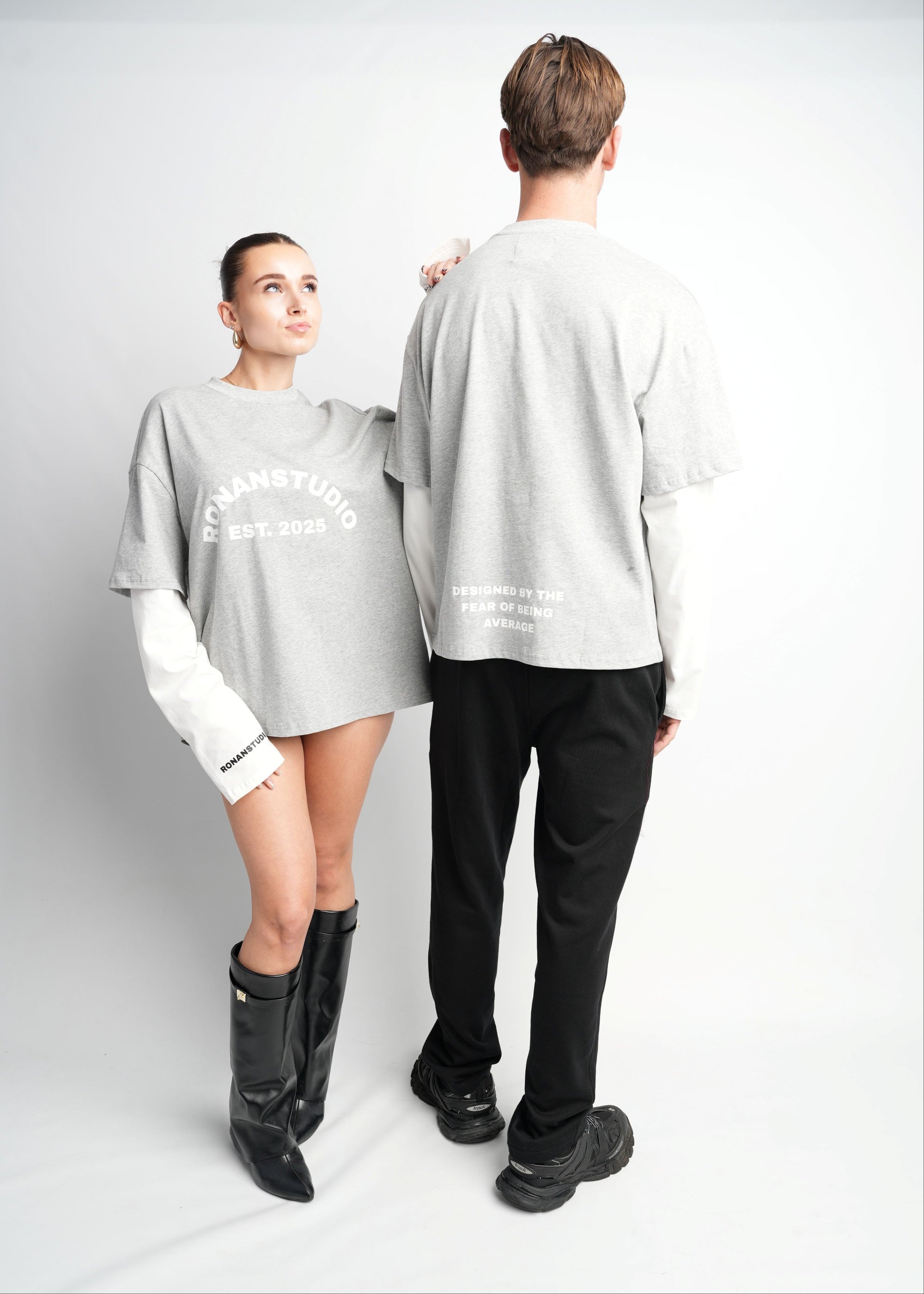 DOUBLE SLEEVE GREY &amp; WHITE