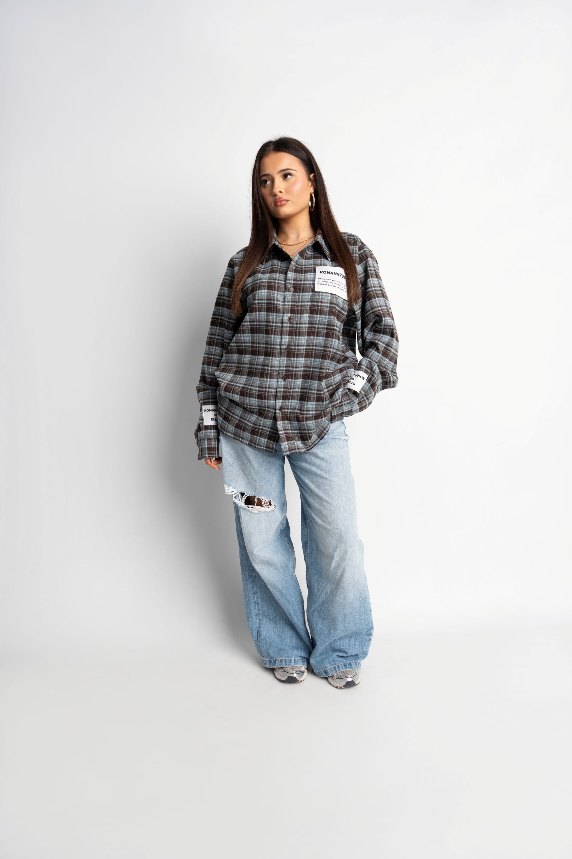 LABEL FLANNEL BLUE X BLACK