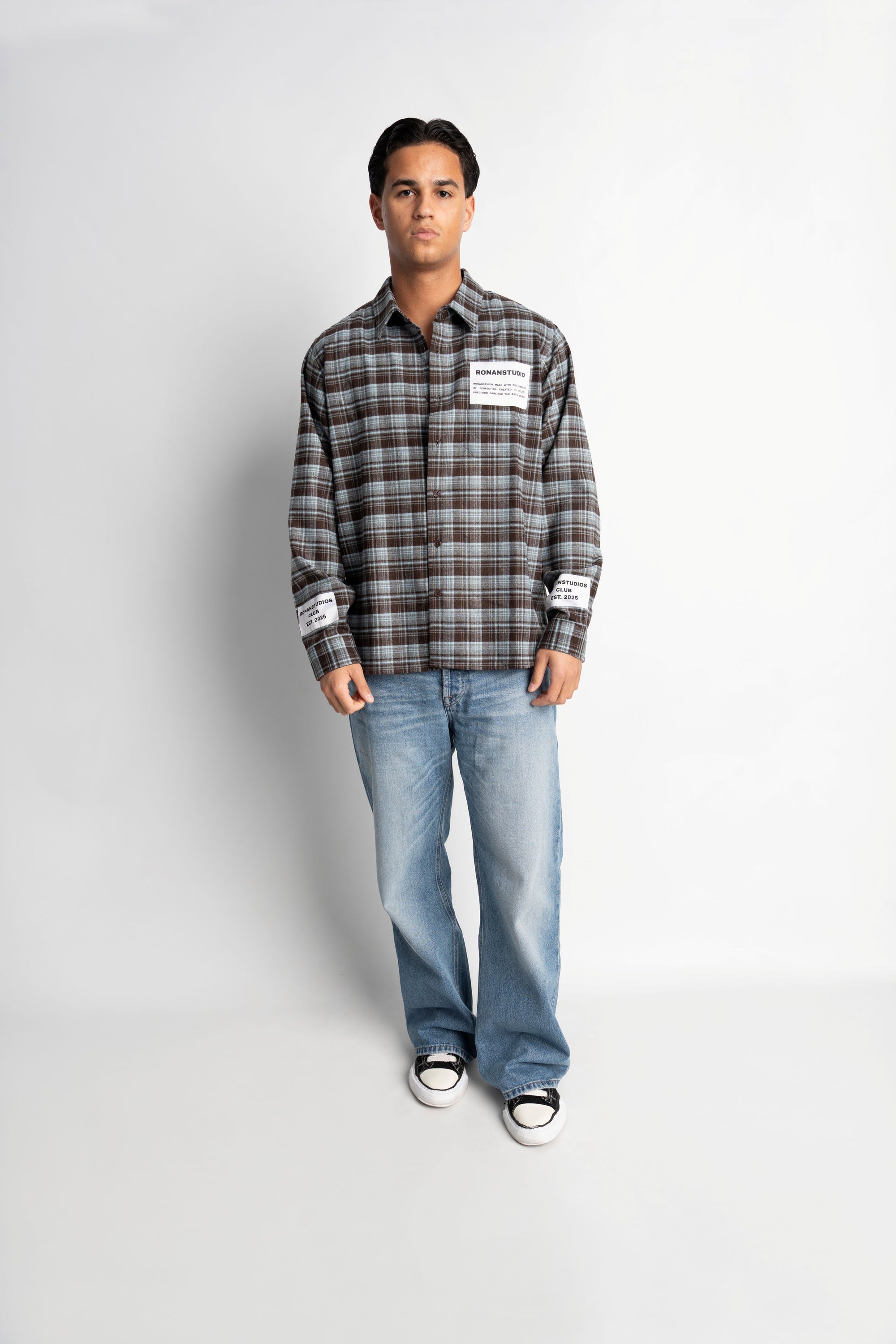 LABEL FLANNEL BLUE X BLACK
