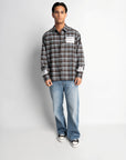 LABEL FLANNEL BLUE X BLACK