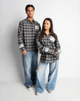 LABEL FLANNEL BLUE X BLACK