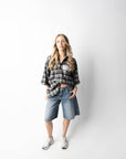 LABEL SS FLANNEL CHARCOAL