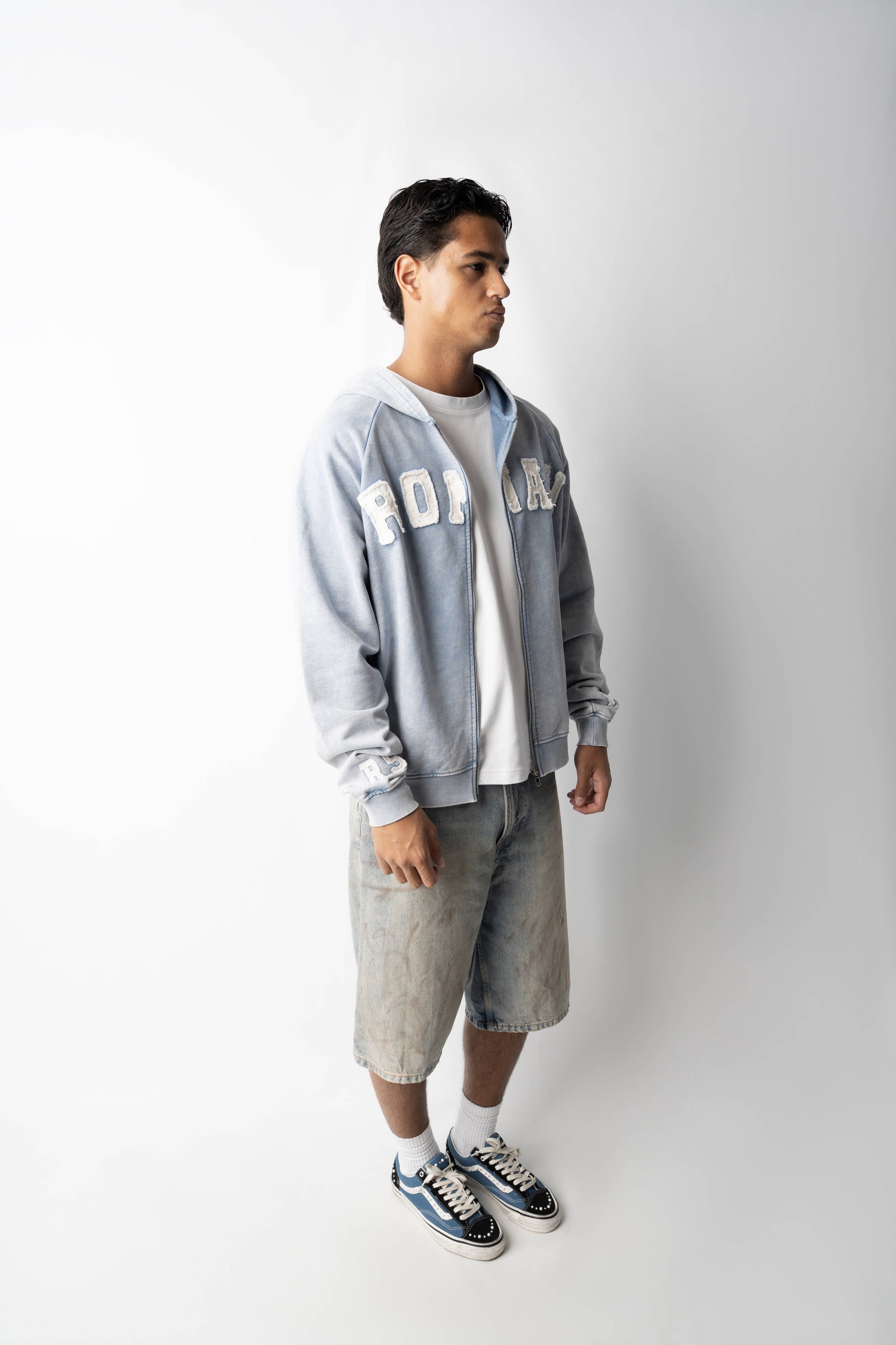 RONAN ARCHIVE ZIP UP WASHED BLUE