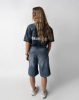 DENIM LABEL CROPPED SHIRT (V)