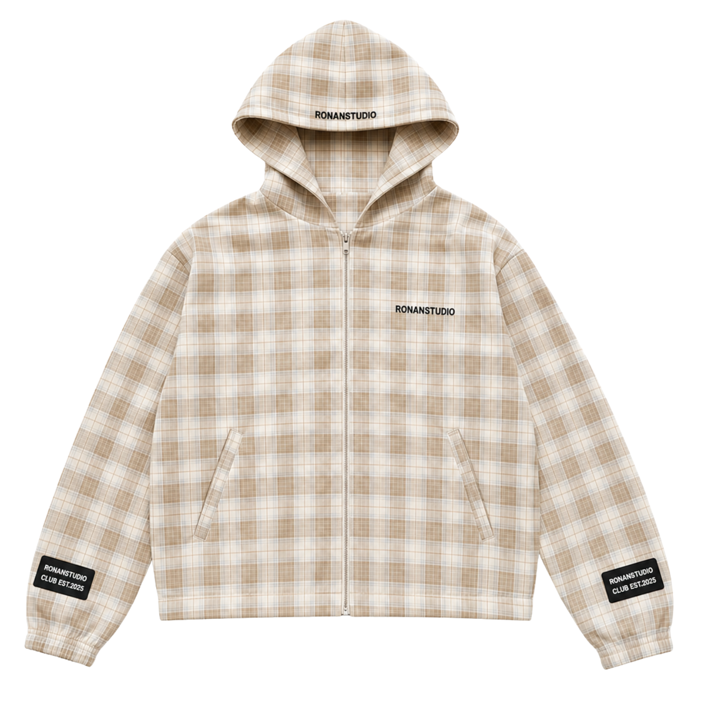 PLAID HOODIE JACKET OLIVE KHAKI