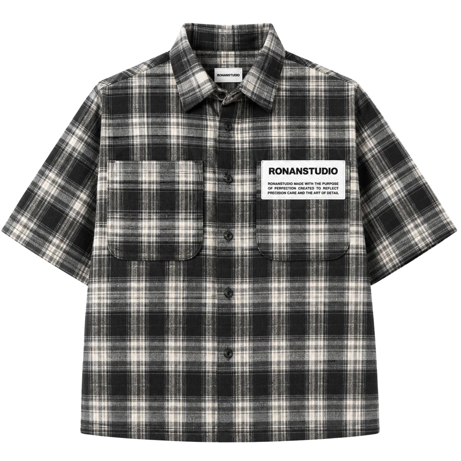 LABEL SS FLANNEL CHARCOAL