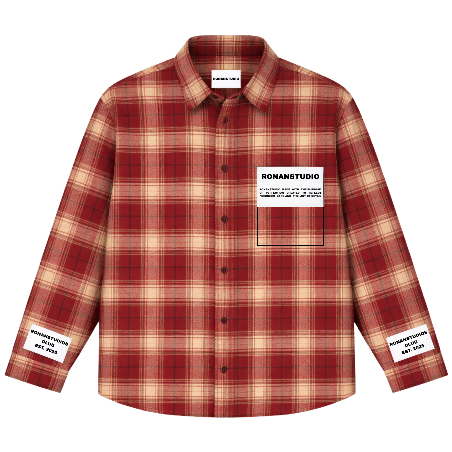 LABEL FLANNEL RED X WHITE