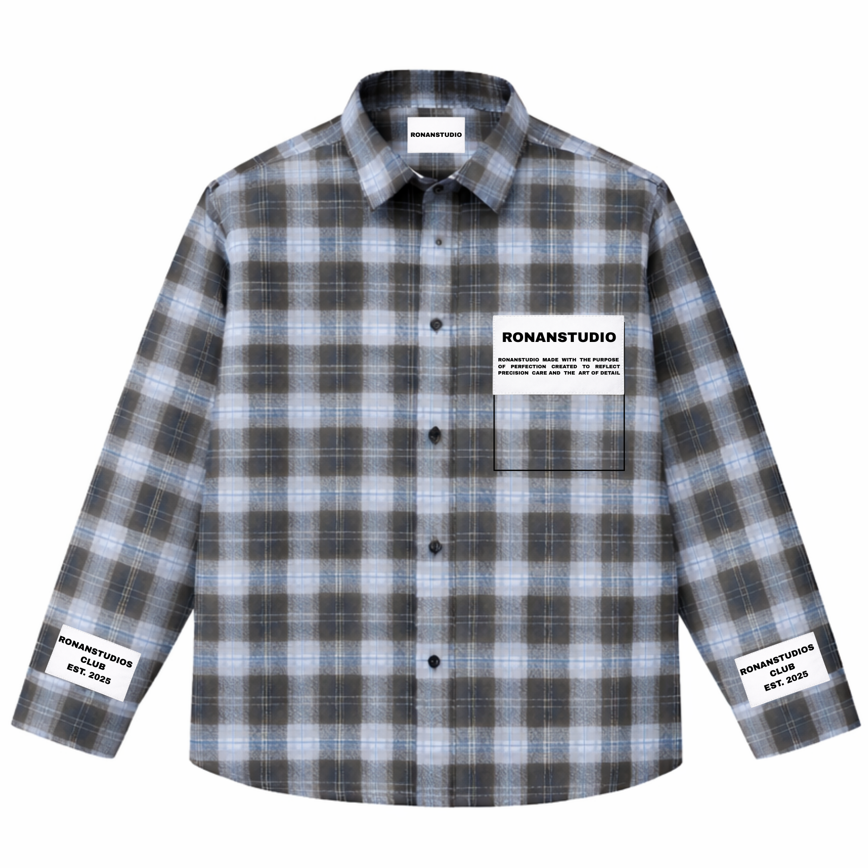 LABEL FLANNEL BLUE X BLACK