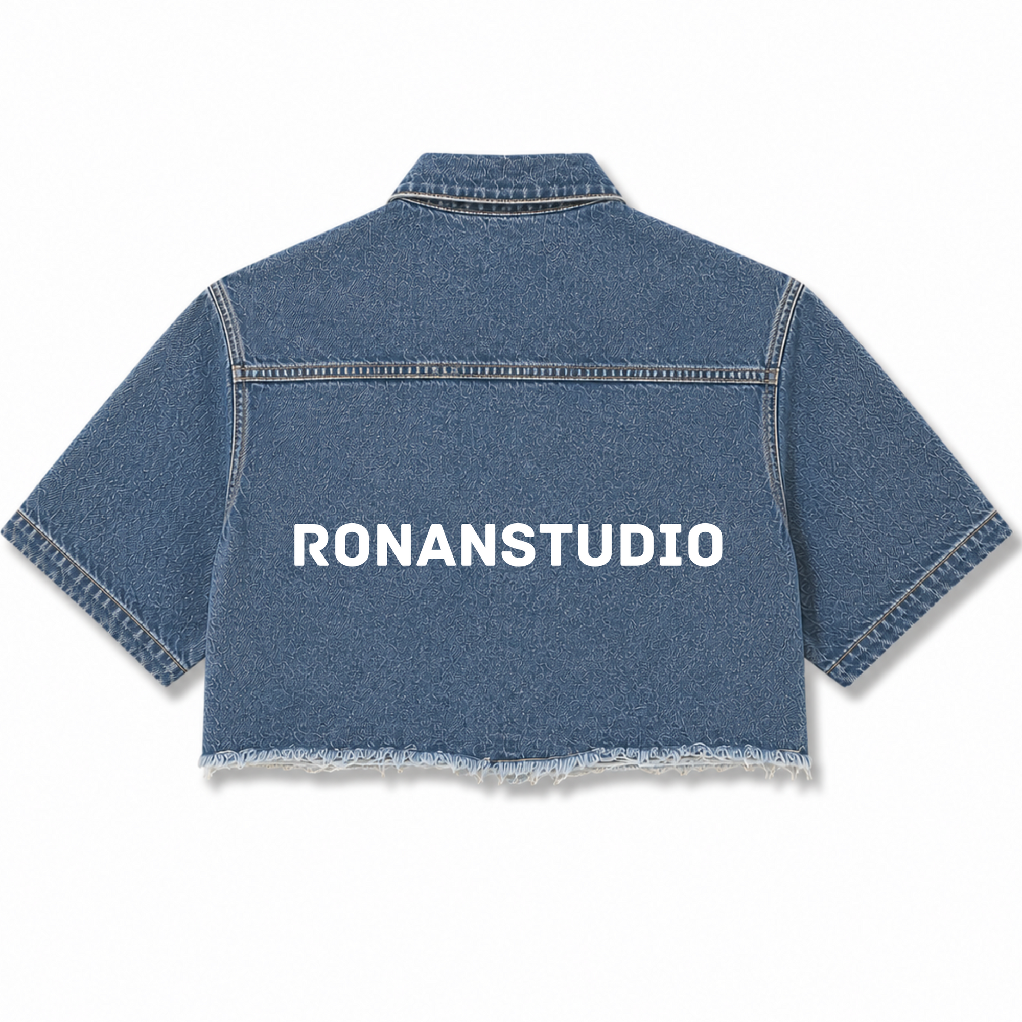 DENIM LABEL CROPPED SHIRT (V)
