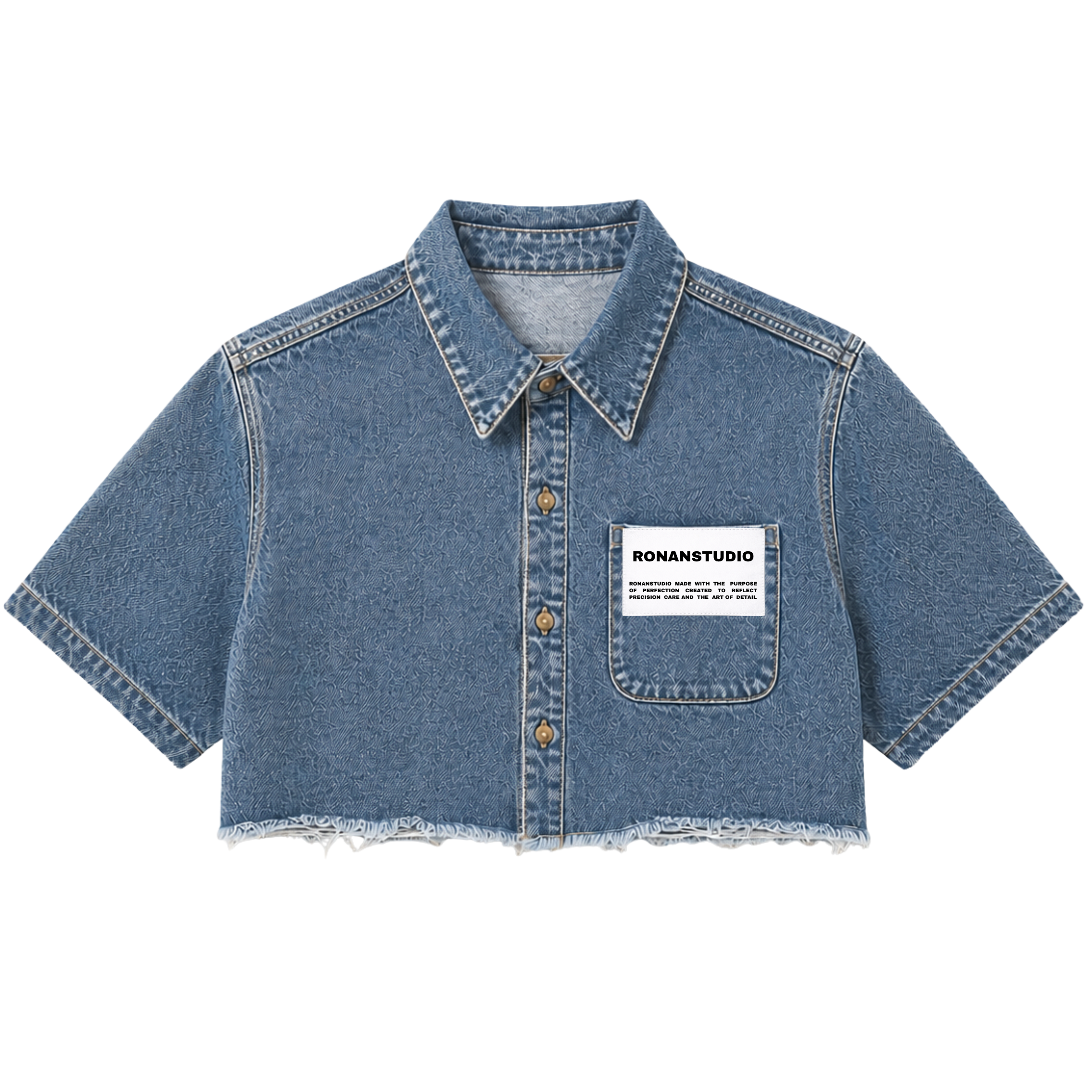 DENIM LABEL CROPPED SHIRT (V)