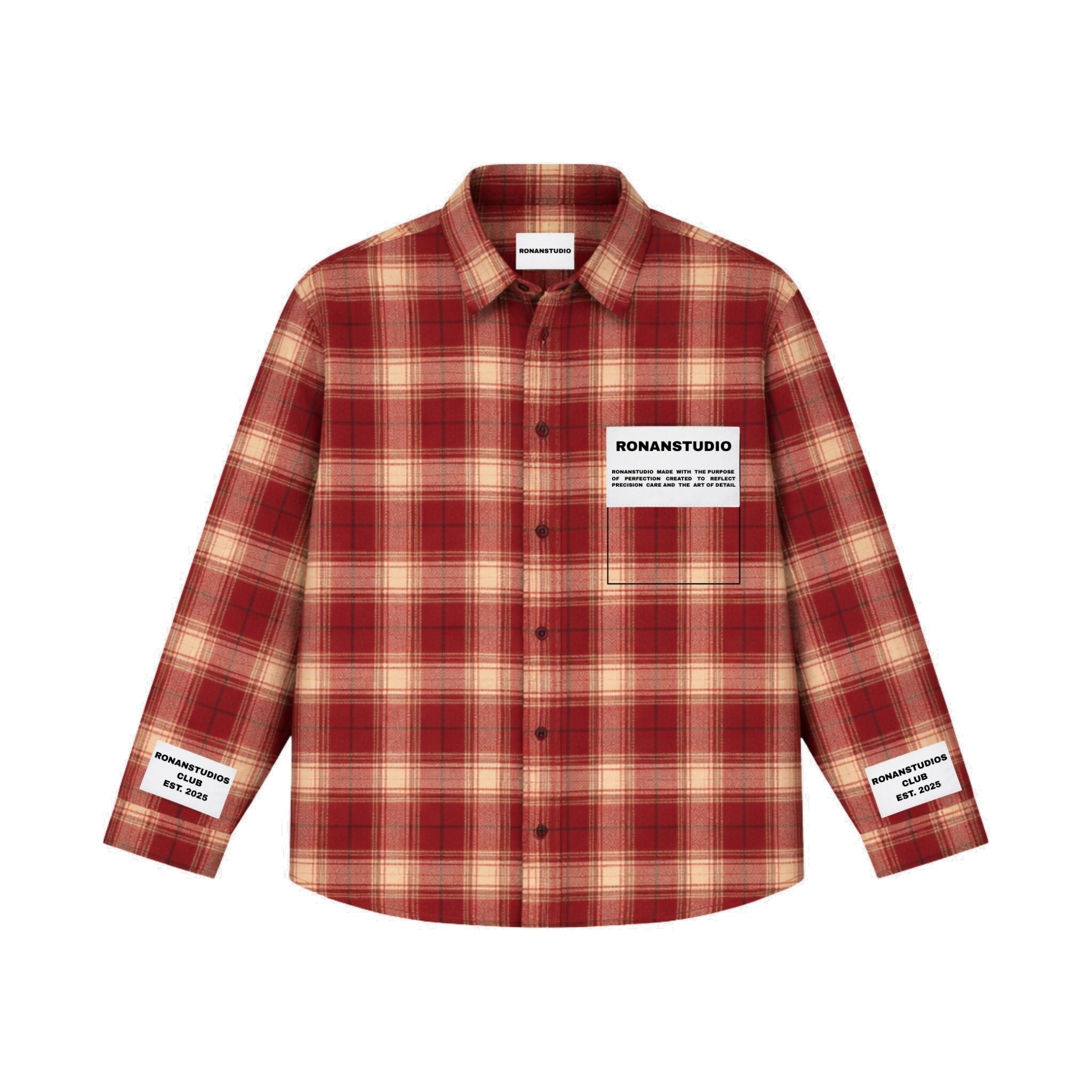 LABEL FLANNEL RED X WHITE