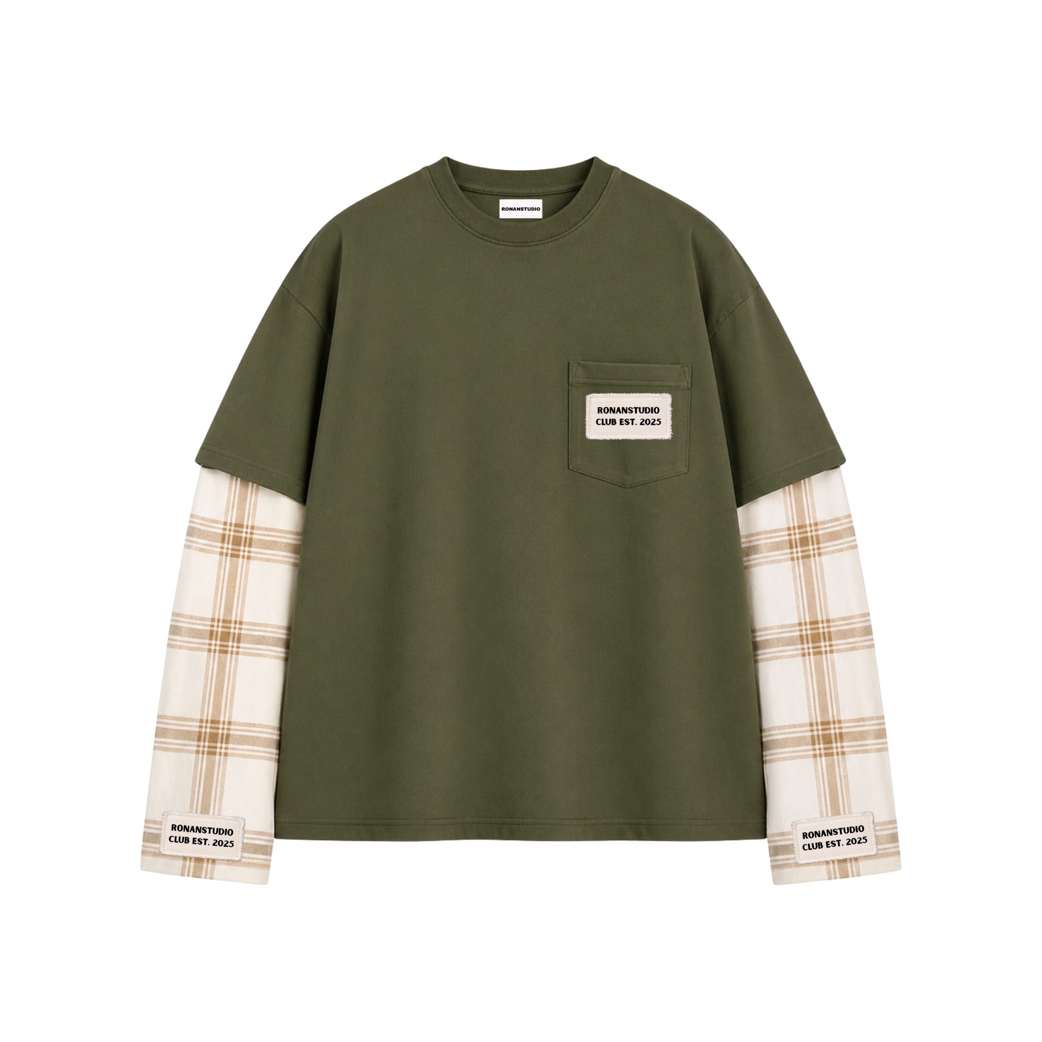 ATELIER DOUBLE SLEEVE FLANNEL OLIVE