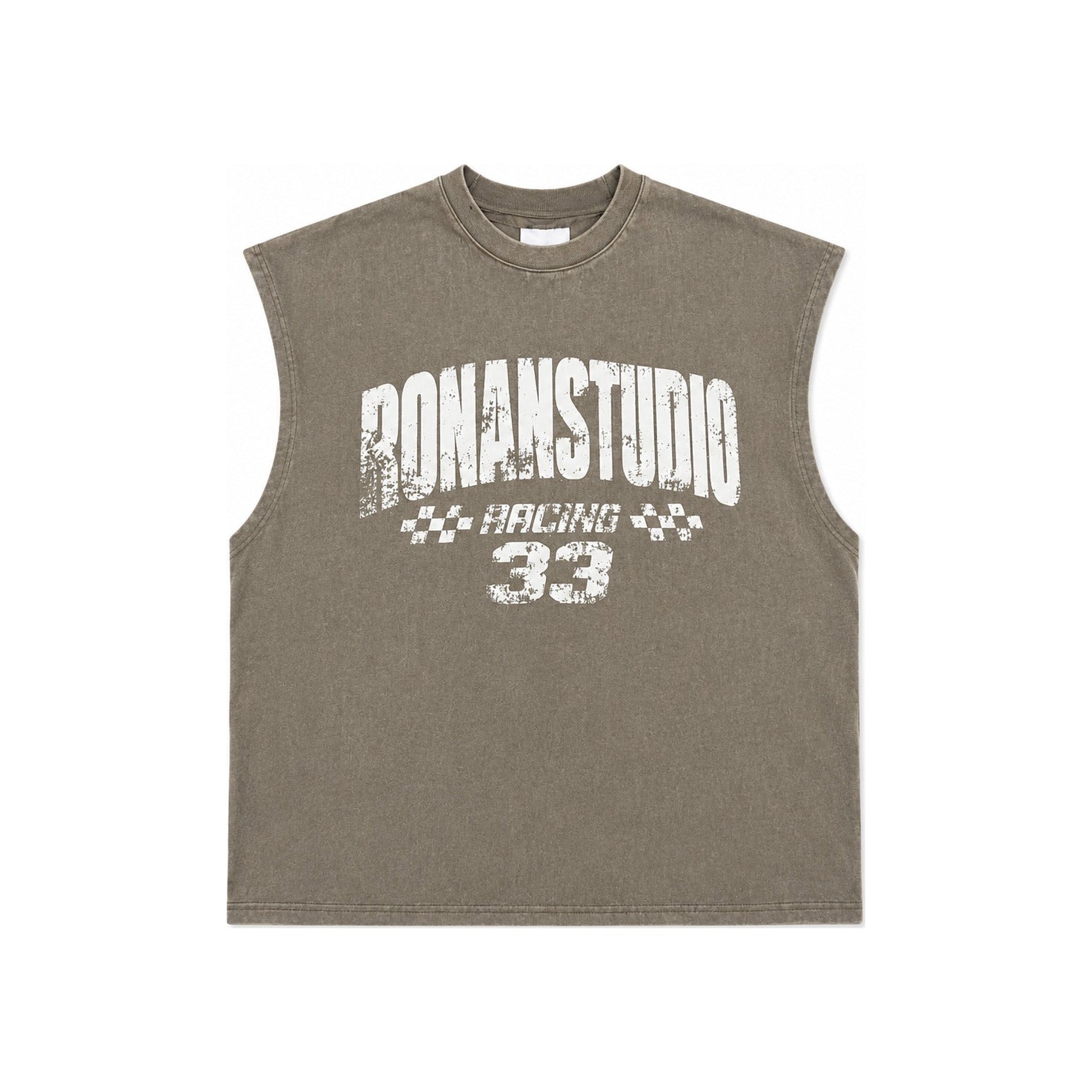 RACING SLEEVELESS T-SHIRT WASHED OLIVE