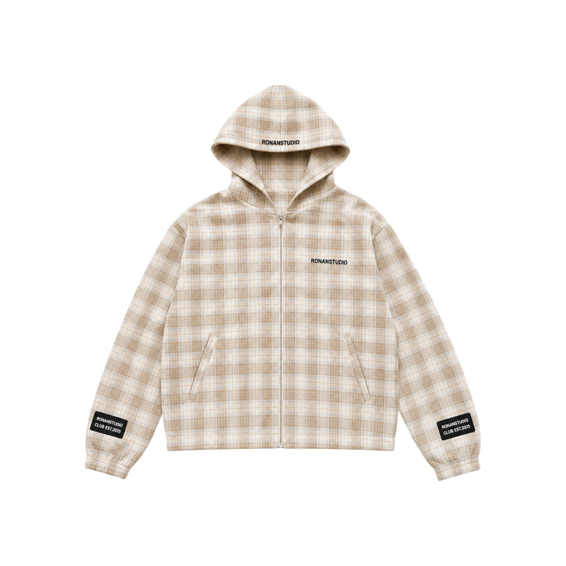 PRE-ORDER PLAID HOODIE JACKET OLIVE KHAKI